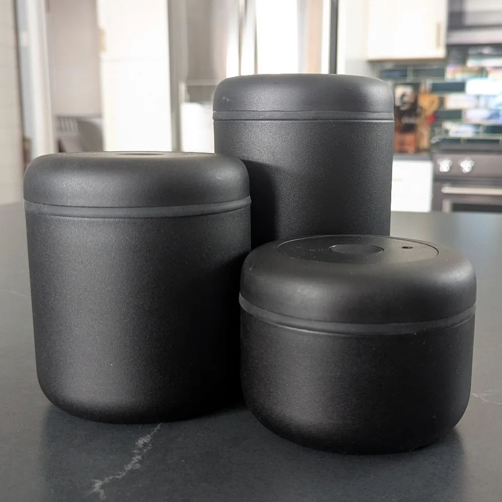 Fellow Atmos Vacuum Coffee Canister Food Storage Set of 3 Black Stainless Steel - Picture 1 of 7